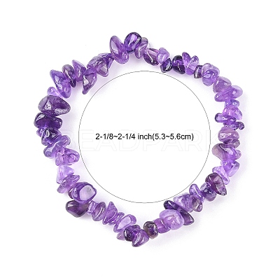 Valentines Day for Lovers Ideas Amethyst Chips Stretch Bracelets X-BJEW-JB01308-03-1