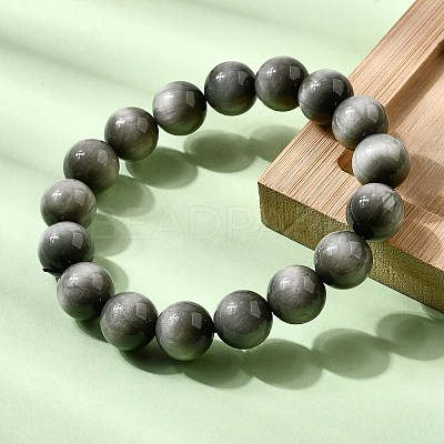 Grade AA Natural Eagle Eye Stone Round Beads Stretch Bracelets for Women BJEW-L712-B05-12mm-1