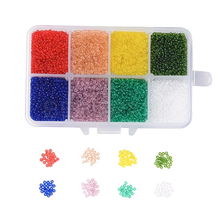 Rainbow Theme 12/0 Grade A Round Glass Seed Beads SEED-JP0007-12-1