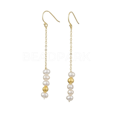 Natural Pearl Dangle Earrings EJEW-P286-42G-1