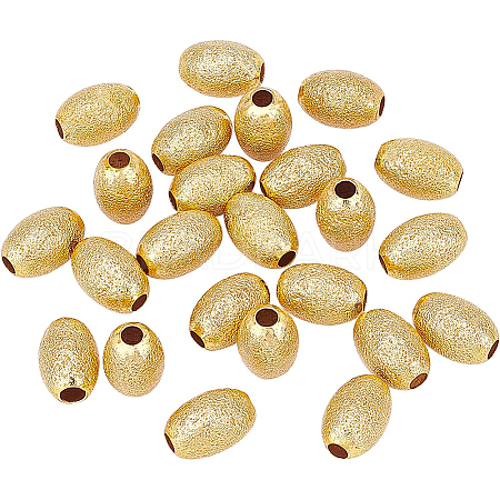 BENECREAT 24Pcs Eco-Friendly Brass Textured Beads KK-BC0007-87-RS-1