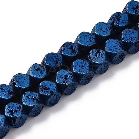 Electroplated Natural Lava Rock Beads Strands G-A256-C01-01F-1