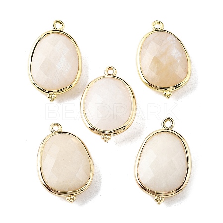 Natural Moonstone Faceted Oval Connector Charms G-H323-02G-10-1