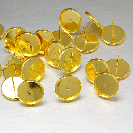 Brass Ear Studs Settings IFIN-Q005-G-NR-1