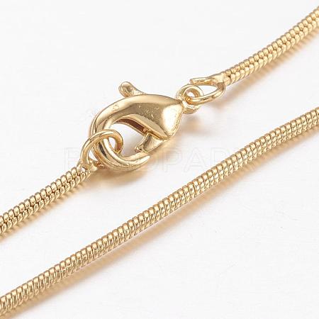 Brass Round Snake Chain Necklaces MAK-L009-08G-1
