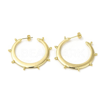 Brass Ring Stud Earring Findings KK-H440-02G-1