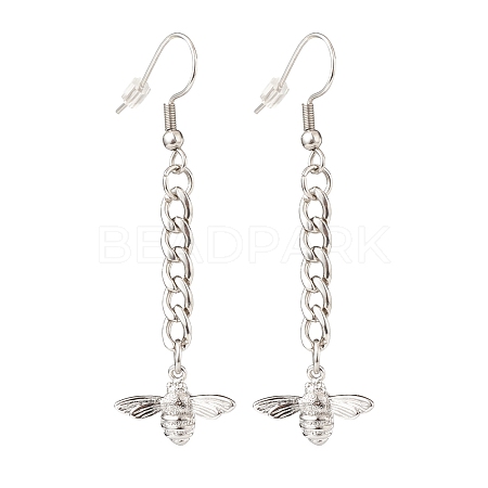 Curb Chains with Brass Charm Long Dangle Earrings EJEW-JE04963-02-1