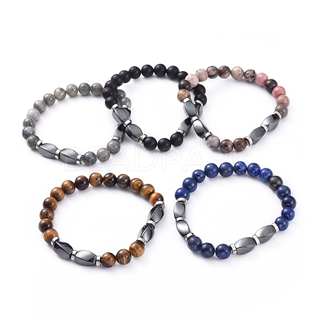 Natural Mixed Gemstone Beads Stretch Bracelets BJEW-JB04980-1