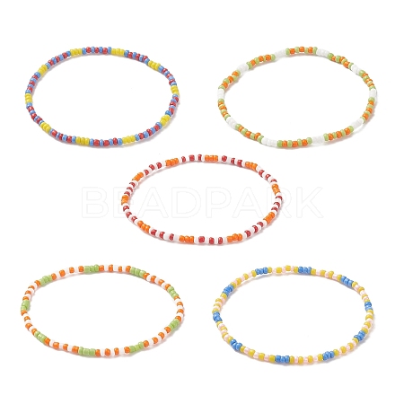 Glass Beaded Stretch Bracelets BJEW-JB09095-1