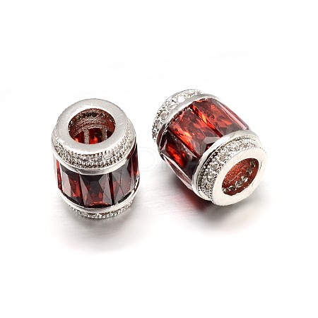 Column Brass Micro Pave Cubic Zirconia Large Hole Beads ZIRC-N017-21P-NR-1
