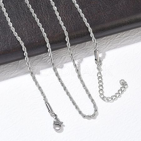 10Pcs 2MM 304 Stainless Steel Rope Chain Necklaces NJEW-G203-08P-1