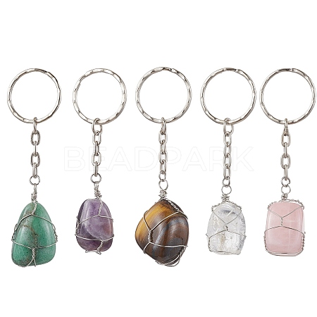 Natural Mixed Gemstone Pendant Keychain KEYC-JKC00742-1
