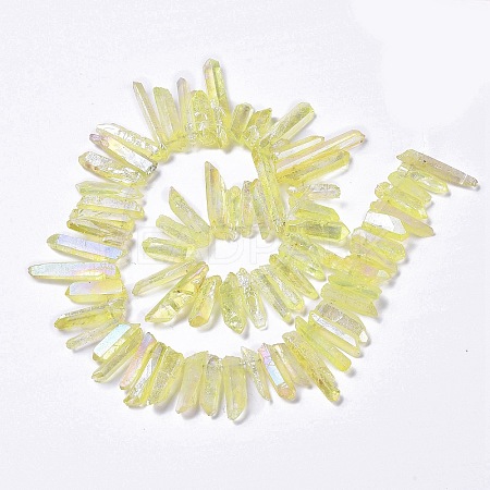 Electroplated Natural Crackle Quartz Crystal Dyed Beads Strands G-I345-05J-1