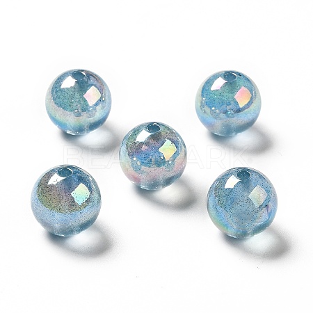 UV Plating Transparent Rainbow Iridescent Acrylic Beads OACR-D010-01E-1