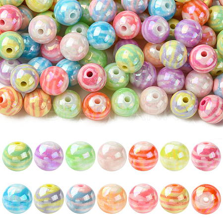 100Pcs 2 Styles AB Color Plated Acrylic Beads SACR-YW0002-05-1