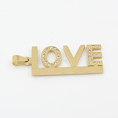 Fashionable Valentine's Day Gift Golden 304 Stainless Steel Love Pendants X-STAS-J001-39G-1