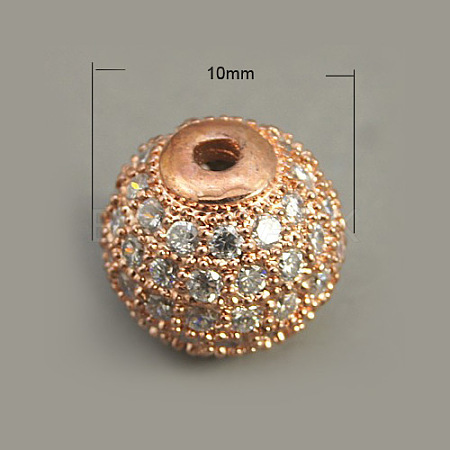 Brass Cubic Zirconia Beads X-ZIRC-D003-2R-1