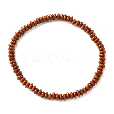 Natural Red Jasper Flat Round Beaded Stretch Bracelets for Women BJEW-JB09717-01-1