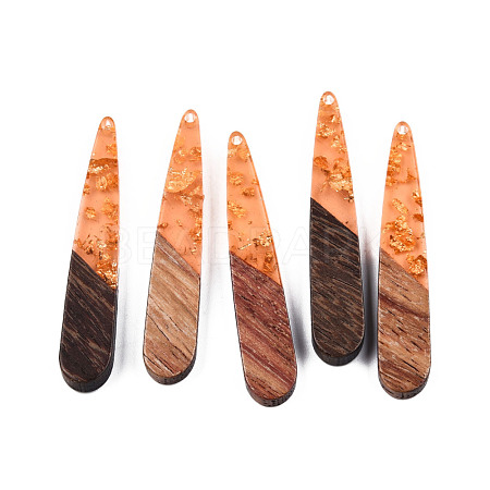 Transparent Resin & Walnut Wood Pendants RESI-S389-039A-B04-1
