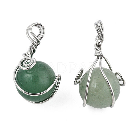 Natural Green Aventurine Pendants G-N333-013B-1