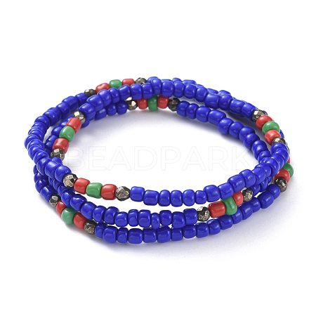 Three Loops Stretch Wrap Bracelets BJEW-JB05018-03-1