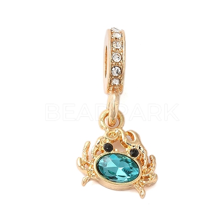 Rack Plating Alloy Rhinestone European Dangle Charms PALLOY-S189-38G-02-1