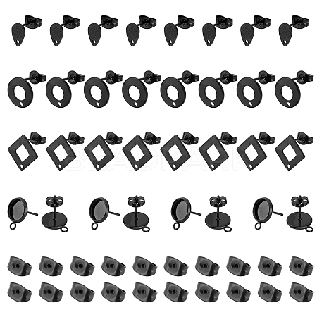 Unicraftale 32Pcs 4 Style 304 Stainless Steel Stud Earring Findings for Dangle Charms STAS-UN0028-02-1