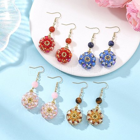 Glass Seed Beads Dangle Earrings EJEW-MZ00763-1