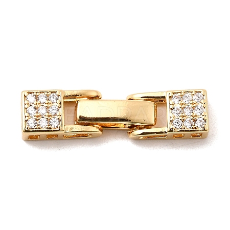 Brass Micro Pave Clear Cubic Zirconia Fold Over Clasps KK-C075-36G-1