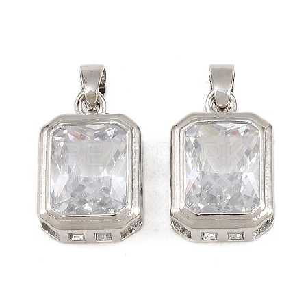 Brass Pave Clear Cubic Zirconia Charms CU-CBAA571-15P-1