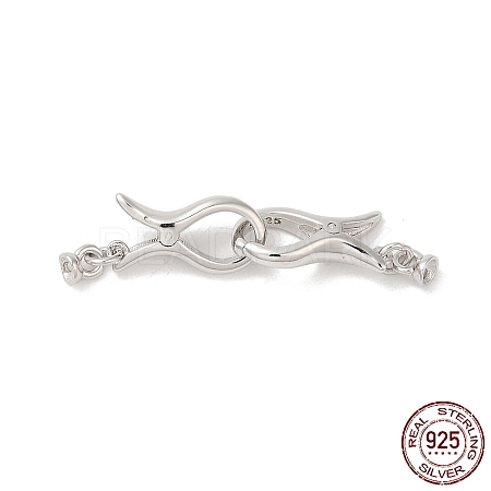 Rhodium Plated 925 Sterling Silver Interlocking Clasps STER-G038-12P-1