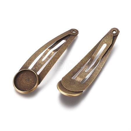 Alloy Snap Hair Clips with Blank Round Settings MAK-WH0007-09AB-1