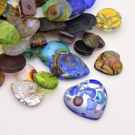 Mixed Style Handmade Silver Foil Lampwork Cabochons FOIL-M002-M-1