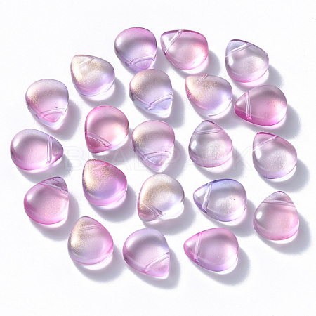 Transparent Spray Painted Glass Beads GLAA-T016-29G-1