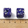 Cube Shape Polymer Clay Rhinestone Beads CLAY-NH0001-08-5