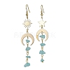 Moon & Sun & Star Brass Asymmetrical Earrings EJEW-JE05461-05-1