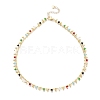 Brass Handmade Colorful Glass Beaded Necklaces NJEW-JN03134-1