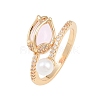Brass Micro Pave Cubic Zirconia Finger Rings for Women CU-CBAA973-02G-2