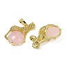 Natural Rose Quartz Ball with Leopard Shape Brass Pendants KK-F887-04G-25-2