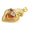 Rack Plating Brass Pendants ZIRC-L100-163G-3