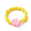 Flower Acrylic Beads Finger Rings for Kid Teen Girl Women RJEW-JR00384-5