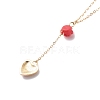 Alloy Enamel Charm & Rose Beads Lariat Necklace NJEW-JN03963-7