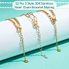 12Pcs 3 Style 304 Stainless Steel  Chain Bracelet Making MAK-NB0001-18-4