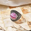 Natural Banded Agate Adjustable Rings RJEW-I108-03AS-13-2