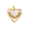 Brass Pave Natural White Shell Heart Charms with Jump Rings KK-S522-08A-G-1