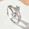 Brass Micro Pave Cubic Zirconia Cuff Open Rings RJEW-C163-11P-1
