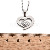 304 Stainless Steel Crystal Rhinestone Heart Pendant Cable Chain Necklaces for Women LS-NJEW-Z056-01D-P-5