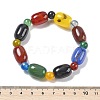 Natural Agate Bead Stretch Bracelets G-P570-01E-5