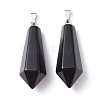 Natural Black Obsidian Pointed Pendants G-I314-02P-06-2