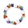 Natural & Synthetic Mixed Gemstone Chips & Shell Beaded Stretch Bracelet BJEW-JB09897-2